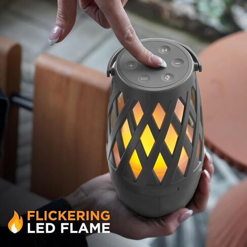Limitless TikiTunes Pro Portable Bluetooth 10-Watt Speaker with 3-Mode LED Flame Light, Pair up to 100 Speakers, 4000 mAh Battery for iPhone/iPad/Android (Graphite) in Kuwait