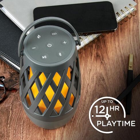Limitless TikiTunes Pro Portable Bluetooth 10-Watt Speaker with 3-Mode LED Flame Light, Pair up to 100 Speakers, 4000 mAh Battery for iPhone/iPad/Android (Graphite) in Kuwait
