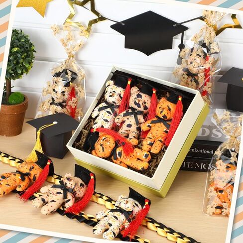 24 Set Mini Graduation Plush Bear with Gift Bag Grad Stuffed Animal Bear with Graduation Hat Class of 2024 Mini Bear Gifts for Grad Party Prom Supplies Favor, 4 Inch, Brown, Light Brown, White in Saudi Arabia