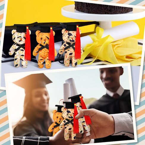 24 Set Mini Graduation Plush Bear with Gift Bag Grad Stuffed Animal Bear with Graduation Hat Class of 2024 Mini Bear Gifts for Grad Party Prom Supplies Favor, 4 Inch, Brown, Light Brown, White in Saudi Arabia