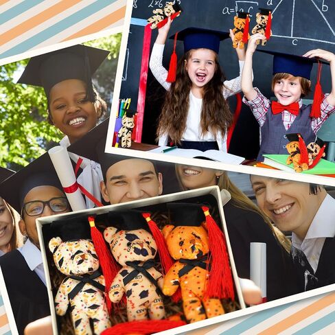 24 Set Mini Graduation Plush Bear with Gift Bag Grad Stuffed Animal Bear with Graduation Hat Class of 2024 Mini Bear Gifts for Grad Party Prom Supplies Favor, 4 Inch, Brown, Light Brown, White in Saudi Arabia
