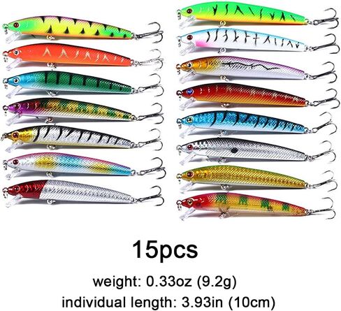 Fishing Lures Kit Minnow Popper Crank Baits Freshwater Bass Fishing Baits Set in Kuwait