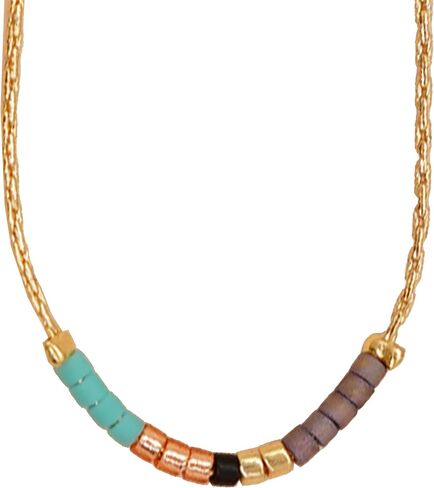 Gold Dainty Beaded Choker Necklaces for Women Teen Girls, Simple Handmade Layered Seed Beads Chain Necklace Summer Beach Bohemian Jewelry Gift in Saudi Arabia