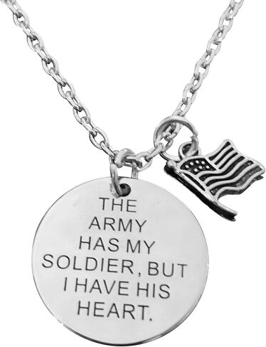 Art Attack United States Army Chain Necklace, American Flag Pendant Charm, Gift for Military Parent Child Girlfriend Boyfriend Brother Sister (Silver) in Saudi Arabia