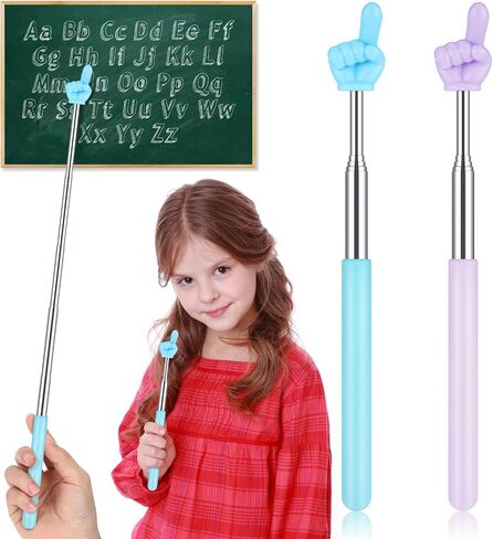2Pcs Telescopic Finger Teachers Pointer, Pointer Stick for Classroom, Mini Extendable Hand Pointer Finger Pointer Stick, Classroom Supplies,Finger Pointers for Kids Reading, Teacher(Blue, Purple) in Saudi Arabia