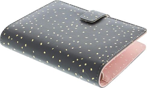 Filofax Confetti Organizer, Pocket Size, Charcoal - Leather-Look Cover with Gold Foil Accents, Six Rings, Week-to-View Calendar Diary, Multilingual, 2024 (C028724-24) in Saudi Arabia