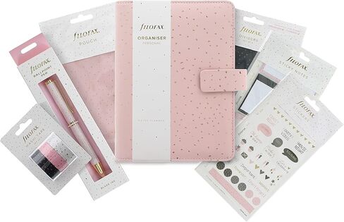 Filofax Confetti Organizer, Pocket Size, Charcoal - Leather-Look Cover with Gold Foil Accents, Six Rings, Week-to-View Calendar Diary, Multilingual, 2024 (C028724-24) in Saudi Arabia