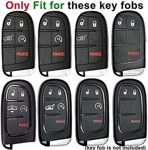 Autophone متوافق مع غطاء Jeep Dodge Key Fob مع سلسلة مفاتيح جلدية حافظة مفاتيح حماية ناعمة من مادة TPU لشاحن Challenger Dart Journey Durango Grand Caravan RAM Fiat Smart Key، وردي in Kuwait