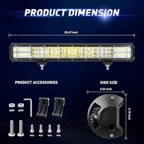 LED Light Bar with Wiring Harness Kit, EBESTauto Compatible for 20 Inch LED Bar Triple Row Spot Flood Combo LED Work Light with Bracket for Off-Road Car ATV SUV Truck Boat Driving Lamp Light in Kuwait