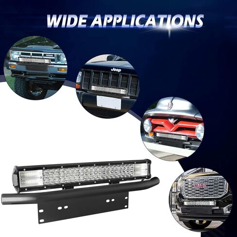 LED Light Bar with Wiring Harness Kit, EBESTauto Compatible for 20 Inch LED Bar Triple Row Spot Flood Combo LED Work Light with Bracket for Off-Road Car ATV SUV Truck Boat Driving Lamp Light in Kuwait