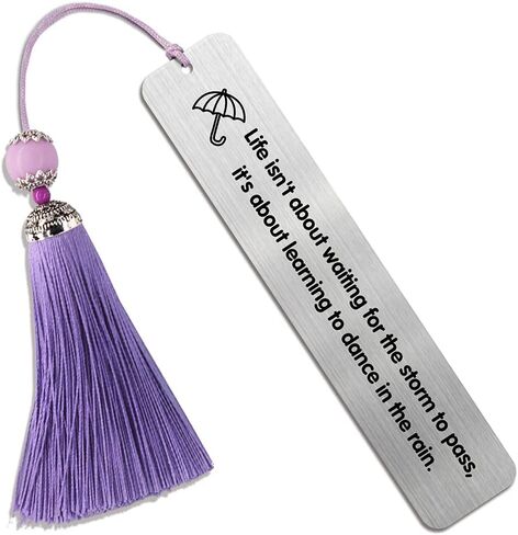 Life Isnt About Waiting for The Storm to Pass Its Learning to Dance in The Rain, Metal Engraved Bookmark, Teacher Gift, Book Club Gift for Women Men Friends in Saudi Arabia