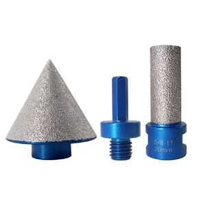 3Pcs 2" Diamond Beveling Chamfer Bits with 5/8-11 Thread Adapter 4/5" Diamond Finger Milling Bits Straight Cutter for Existing Holes Enlarging Shaping Trimming in Tile Marble Glass Granite Ceramic