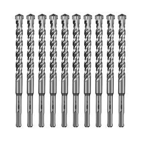 SALI 10PCS 5/8"*8" SDS Plus Rotary Hammer Drill Bit Concrete Drill Bit Kit Cross-Type Double Thread Carbide Material Suitable for Concrete, Brick, Cement Walls, Stone, Hammer Drill Bits for Concrete