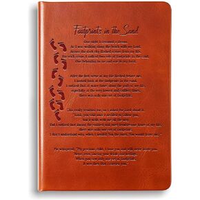 Footprints in The Sand Faux Leather Journal Notebook Christian Gifts Religious Line Writing Diary When You Saw Only One Set of Footprints It Was Then That I Carried You (Footprints in The Sand)