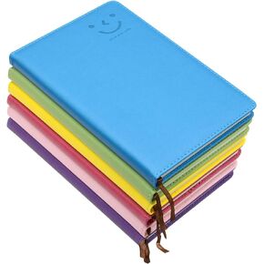 YIKANGHENG Hardcover Journal Notebook, 6 Pcs 6 Color A5 PU Leather Cover 100 Sheets (200 Pages) 9mm Wide Ruled Diary Notebooks (6 Color)