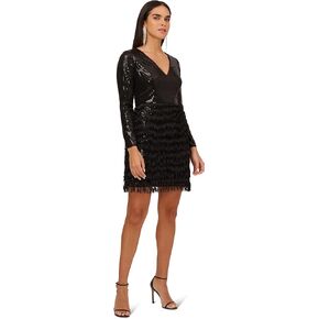 Aidan Mattox Women's Sequin Fringe Cocktail Dress
