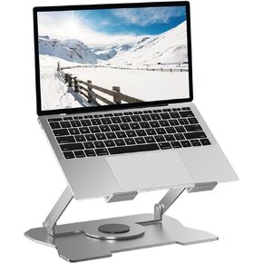 Laptop Stand with 360° Rotating Base, Adjustable Ergonomic Foldable Laptop Mount for Desk Collaborative Work, Carbon Steel Steady, Compatible with Air, Pro, Dell, HP, Lenovo More 10-15.6" Laptops
