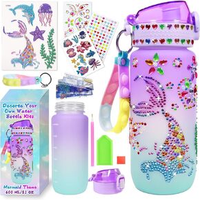 Decorate Your Own Water Bottle Kits for Girls Age 4-6-8-10-12, Unicorn Gem Diamond Painting Crafts, Arts and Crafts for Kids Ages 8-12, Birthday Gifts for Girls