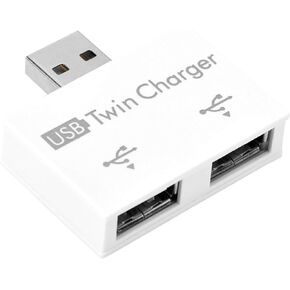 USB Hub, 2 Port USB Twin Charger Splitter Adapter Kit, Suitable for Input and Output 5V, Aluminum Alloy + PC Small/Portable/Rugged/USB Hub for Charging(White)