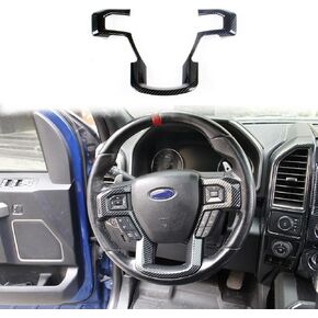 Steering Wheel Moulding Carbon Fiber Cover Trims Kit for 2015 2016 2017 2018 2019 Ford F150 & 2017 2018 2019 F250 F350 Super Duty Accessories (Carbon Fiber)