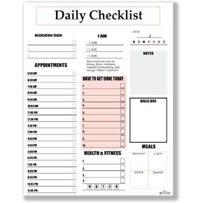 Daily Planner Notepad – ADHD Planner for Adults, Daily To Do List Pad, Undated 50 Tear-Off Sheets, 10 Sections, Thick Backing, To Do List Notepad 8.5 x 11