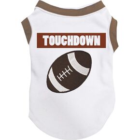Petitebella Touchdown Football Puppy Dog Shirt (Brown, X-Small)