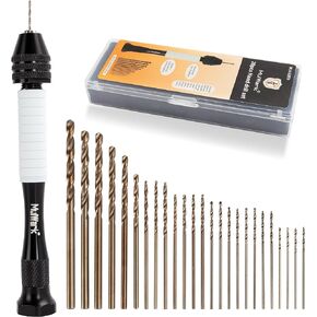 Mulwark Precision Pin Vise Hand Drill Set 25 Pcs - Premium Manual Small Hand Drill with HSS Micro Twist Bits for Jewelry, Wood, Plastic, and More - Mini Hand Drill for Crafts