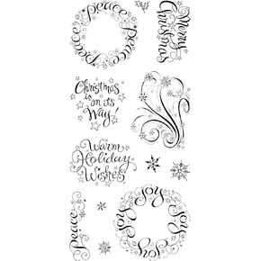 Inkadinkado Clear Stamp Set, Warm Holiday Wishes