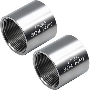Beduan Stainless Steel Cast Pipe Fitting, Coupling, 1/2" x 1/2" Female Threaded (1" Length, Pack of 2)