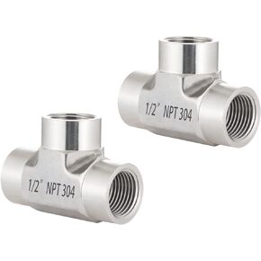 304 Stainless Steel Tee Pipe Fitting,1/4" NPT Female x 1/4" NPT Female x 1/4" NPT Female 2 Pack