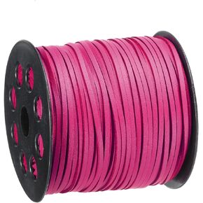 uxcell Leather Cord, 98.42 Yards 2.6mm Flat Suede String Strip for Purse Handbag Shoelace DIY Crafts Bracelet Making, Purple 1 Roll