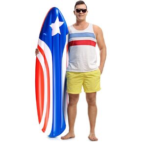 Cunhill 4th of July لوح ركوب الأمواج قابل للنفخ بطول 5 أقدام قابل للنفخ على شكل حمام سباحة عائم، لوح ركوب الأمواج الوطني يطفو باللون الأحمر والأبيض والأزرق ألعاب صيفية ليوم الاستقلال وتصفح حمام السباحة وحفلات الشاطئ