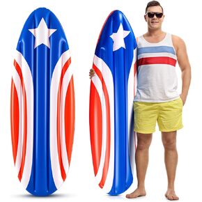 Cunhill 4th of July لوح ركوب الأمواج قابل للنفخ بطول 5 أقدام قابل للنفخ على شكل حمام سباحة عائم، لوح ركوب الأمواج الوطني يطفو باللون الأحمر والأبيض والأزرق ألعاب صيفية ليوم الاستقلال وتصفح حمام السباحة وحفلات الشاطئ