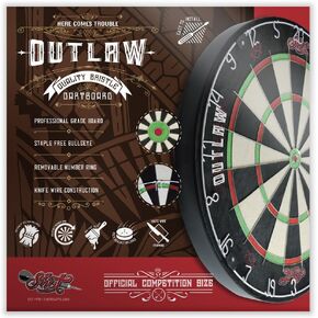 Shot Darts Outlaw Steel Tip Dartboard-Bladed Bristle Board-Official Competition Size-Self Healing Sisal-Reduced Bounce Outs-Staple Free Bullseye