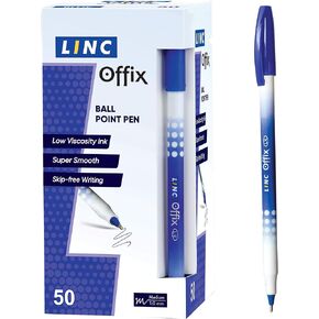 Linc Offix Smooth Ball Point Pen, 1.00mm Tip, 50-Count, Blue