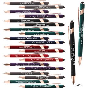 Fuutreo Inspirational Pens Thank You Gifts Black Ink Pens Motivational Quote Screen Touch Pens Employee Appreciation Gifts Ballpoint Pens for Back to School Gift for Teacher Coworker Team(30 Pcs)