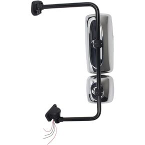 Chrome Door Mirror Assembly with Arm Fit for Freightliner M2 2004-2016 Truck - with Chrome Housing - Heated (Driver side)