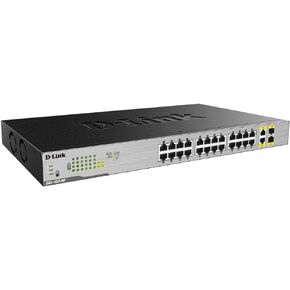 D-Link Ethernet Switch, 26 Port PoE Gigabit Unmanaged Rack-Mount Networking 24 x PoE (370 Watt), 2 x Gigabit Combo Ports (DGS-1026MP)