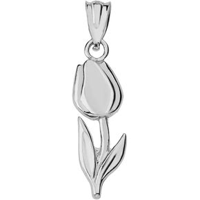 Fashion 925 Sterling Silver Floral Tulip Flower Charm Pendant