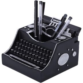 Vintage Typewriter Pencil Holder for Desk, Creative Pen Holder Organizer Cup for Office, School and Home (Bronze)