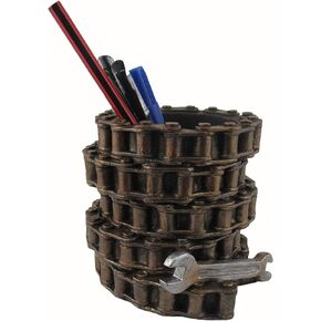 DWK Tools of The Trade Moto Pen Holder | Motorcycle Chain Garage Man Cave Decor | Gifts for Him Biker Gifts - 5"