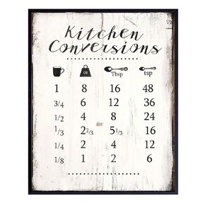 Kitchen Measurement Conversion Chart Wall Decor for Cooking, Baking - 8x10 Rustic Room Decoration, Poster Print - Cute Wall Decor or Gift for Women, Cook, Chef, Baker, Baking Fan - UNFRAMED
