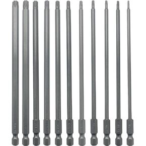 Sutekus 6" Long Torx Bit Set 11 Piece Torx Head Screwdriver Bit Set with 1/4 Inch Hex Shank S2 Steel Tamper Proof Star Design with Magnetic, T6-T40