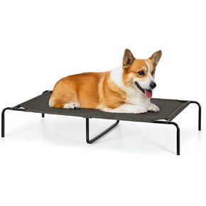 سرير مرتفع للكلاب المتوسطة الحجم، سرير تبريد خارجي مع نسيج شبكي مسامي وإطار متين، سرير مرتفع للحيوانات الأليفة للاستخدام الداخلي والخارجي، سهل التنظيف، مقاس متوسط ​​بوزن 80 رطل، بني داكن in Kuwait