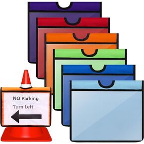 Amylove Set of 6 Traffic Cone Sleeve Cone Covers with Pockets Message Sign Sleeve for Caution Outdoor Activity Warning Signals Safety Sports Training (Green)