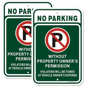 No Parking Sign, Without Owners Permission, violators will be towed at vehicle owner's expense, Sign, 12" x 18" Aluminum Tow Away Sign, UV Resistant, Scratch, Waterproof and Weatherproof
