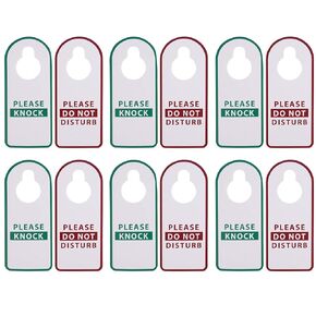 Do Not Disturb Sign - 12-Pack Do Not Disturb, Please Knock Door Hanger, Double Sided Plastic Door Knob Hanger for Privacy, Ideal for Home, Hotel Rooms, B&B, (3.5 x 9.8 in.)