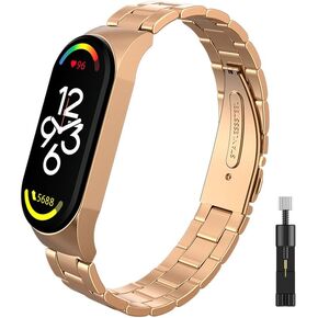 Strap for Xiaomi Mi Band 7, Metal Wrist Bracelet Mi Band 7 Strap Replacement Band Stainless Steel Wristbands