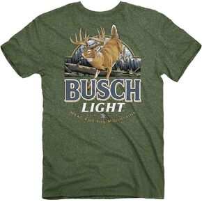 Busch Light Deer Label Front and Back Print T-Shirt (as1, Alpha, xx_l, Regular, Regular) Green