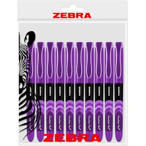 Zebra Fuente - Disposable Fountain Pen - 1.0mm Fine Nib 0.6mm Line Width - Violet Ink - Pack of 10